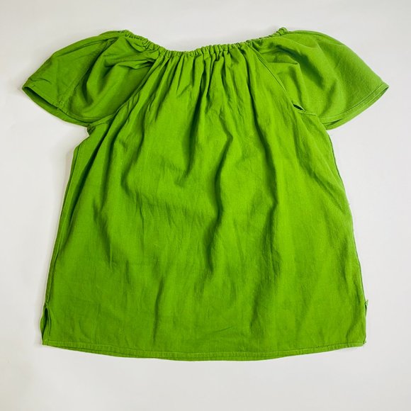 Hand Embroidered Green Floral Blouse Handmade In Mexico - Picture 9 of 10